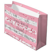 Persoonlijke Roze Wit Grijs Zilver Glitters Groot Cadeauzakje (Voorkant Gekanteld)