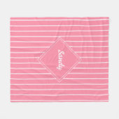 persoonlijke roze & witte aangepaste naam fleece deken (Voorkant (Horizontaal))