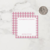 Persoonlijke roze witte geruite notitiekaartje (Voorkant / Achterkant in situ)
