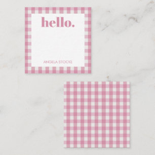 Persoonlijke Roze Witte Gingham Notitiekaartje