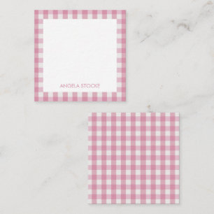 Persoonlijke roze witte Gingham Notitiekaartje
