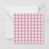 Persoonlijke Roze Witte Gingham Notitiekaartje (Achterkant)