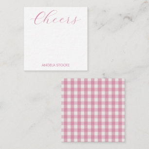 Persoonlijke Roze Witte Gingham Notitiekaartje