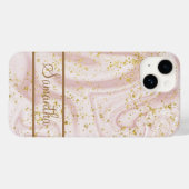 Persoonlijke Roze Witte Marmer Swirl Gouden Glitte Case-Mate iPhone Case (Achterkant (horizontaal))