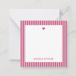 Persoonlijke Roze Witte Streep Notitiekaartje