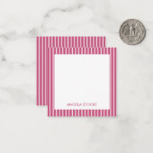 Persoonlijke Roze Witte Streep Notitiekaartje (Voorkant / Achterkant in situ)