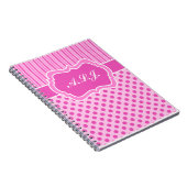Persoonlijke roze, witte strippit poka dots notitieboek (Rechterzijde)