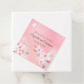 Persoonlijke roze witte zwevende bruiloft bedankjes labels (In situ)