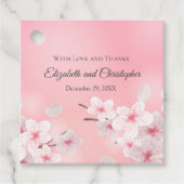 Persoonlijke roze witte zwevende bruiloft bedankjes labels (Voorkant)