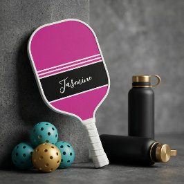 Persoonlijke Roze Zwart Eigen Naam  Pickleball Paddle