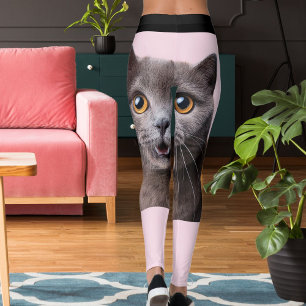Persoonlijke Roze Zwart Gestreepte Dolle Kat Vrouw Leggings