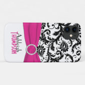 Persoonlijke Roze, Zwarte, Witte Bloemendamask Case-Mate iPhone Case (Achterkant (horizontaal))