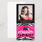 Persoonlijke roze zwarte Zebra Graduation Party (Voorkant / Achterkant)