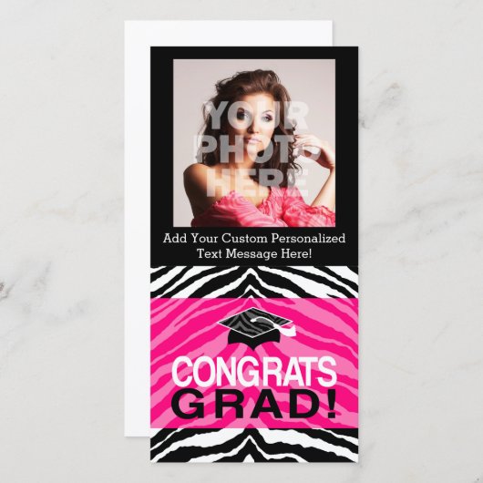 Persoonlijke roze zwarte Zebra Graduation Party (Voorkant / Achterkant)