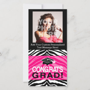 Persoonlijke roze zwarte Zebra Graduation Party