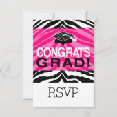 Persoonlijke roze zwarte Zebra Graduation Party Kaart (Voorkant)