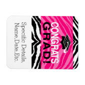 Persoonlijke roze zwarte Zebra Graduation Party Magneet (Horizontaal)
