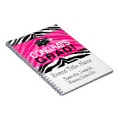 Persoonlijke roze zwarte Zebra Graduation Party Notitieboek (Rechterzijde)