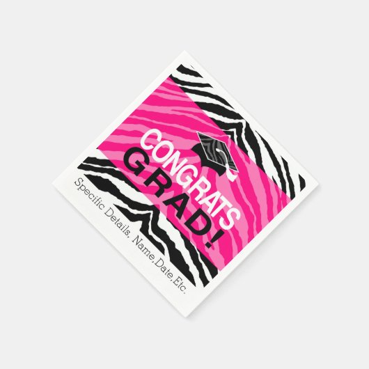 Persoonlijke roze zwarte Zebra Graduation Party Servetten (Hoek)