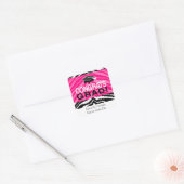 Persoonlijke roze zwarte Zebra Graduation Party Vierkante Sticker (Envelop)