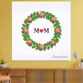 Persoonlijke rozen op laurierkrans canvas afdruk (Insitu (Woonkamer))