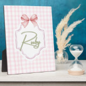 Persoonlijke Ruby Baby Meisje Slaapkamer Boog & Gi Fotoplaat (Zijkant)