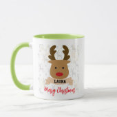Persoonlijke Rudolph Rendier Rood-Handvat Kerst Mok (Links)