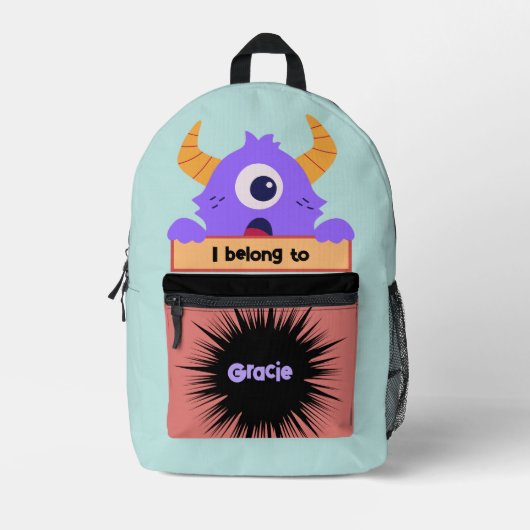 Persoonlijke Rugzak Bag Buddy Paarse Monster (Voorkant)