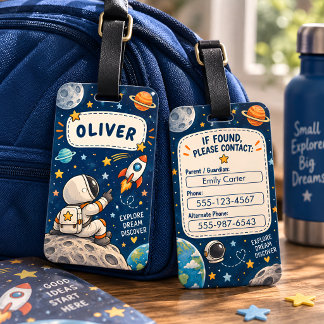 Persoonlijke rugzaklabel voor kinderen met ruimte- bagagelabel