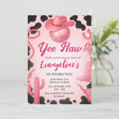 Persoonlijke ruimte Roze Cowgirl Verjaardagsdans Kaart (Staand voorkant)