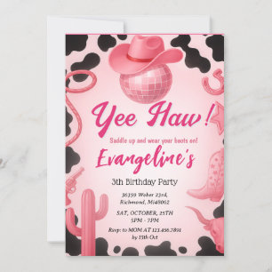 Persoonlijke ruimte Roze Cowgirl Verjaardagsdans Kaart