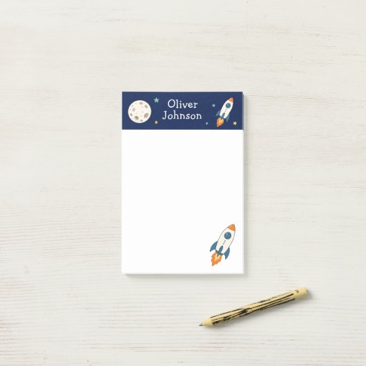 Persoonlijke Ruimteraket Naam School Post-it® Notes (Op bureau)