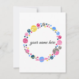 Persoonlijke ruimtetekaarten voor meisjes notitiekaartje