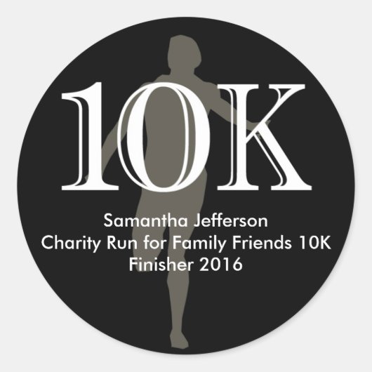 Persoonlijke Runner 10k, dwars-land Keepasje Ronde Sticker (Voorkant)