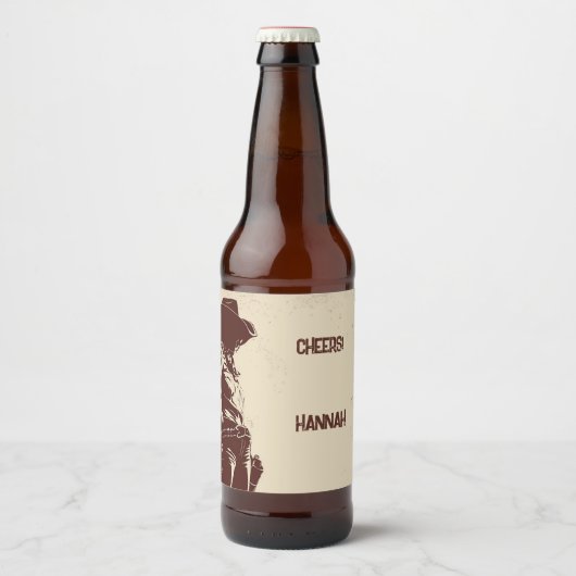 Persoonlijke Rurale Cowgirl Western Feest  Bier Etiket (Voorkant)