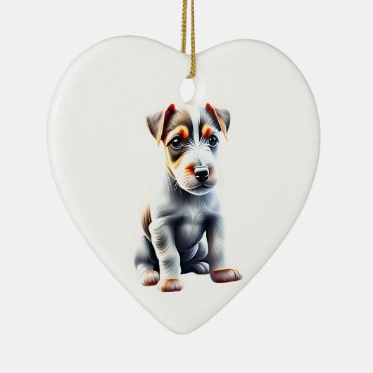 Persoonlijke Russell Terrier Puppy Keramisch Ornament (Rechts)