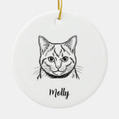 Persoonlijke Russische Blauwe Kat Kerstmis Keramisch Ornament (Voorkant)
