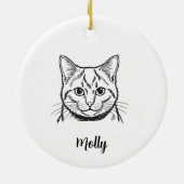 Persoonlijke Russische Blauwe Kat Kerstmis Keramisch Ornament (Achterkant)