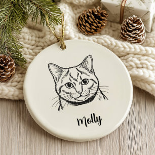 Persoonlijke Russische Blauwe Kat Kerstmis Keramisch Ornament