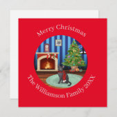 Persoonlijke Russische Blauwe Kitty Kat Feestdagenkaart (Voorkant / Achterkant)