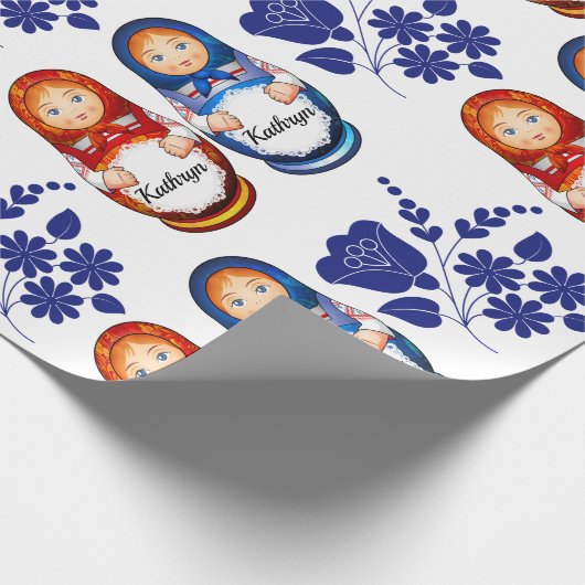 Persoonlijke Russische Matryoshka Dolls Cadeaupapier (Hoek)