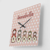 Persoonlijke Russische Nesting Matryoshka Doll Vierkante Klok (Hoek)