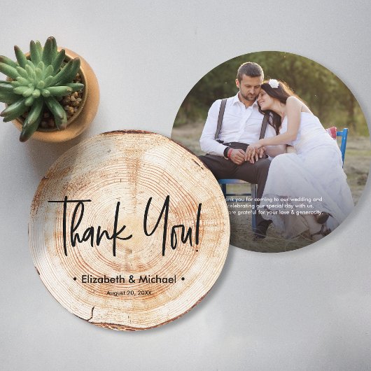 Persoonlijke Rustic Wedding Wood Grain Foto Kaart