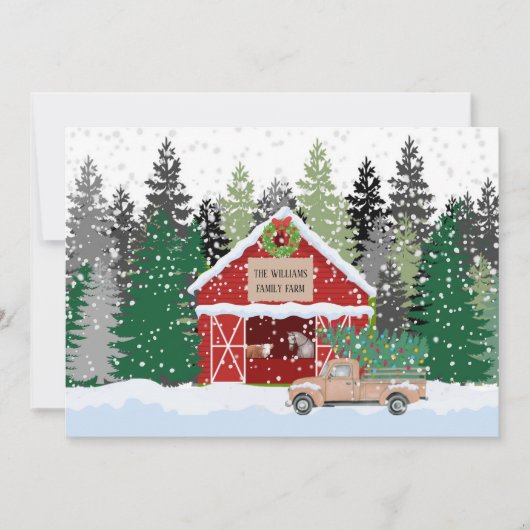 Persoonlijke Rustieke Boerderij Scene Kerstkaart (Voorkant)