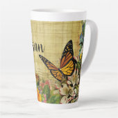 Persoonlijke Rustieke Botanische met Vlinder Latte Mok (Rechterhoek)