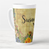 Persoonlijke Rustieke Botanische met Vlinder Latte Mok (Linkerhoek)