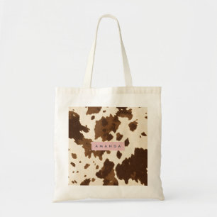Persoonlijke Rustieke Bruine Koehuid Print Tote Bag