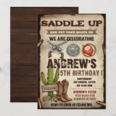 Persoonlijke Rustieke Cowboy Verjaardagsfeestje Kaart (Voorkant / Achterkant)