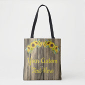 Persoonlijke Rustieke Grijze Houten Zonnebloemen T Tote Bag (Voorkant)