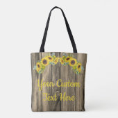 Persoonlijke Rustieke Grijze Houten Zonnebloemen T Tote Bag (Achterkant)